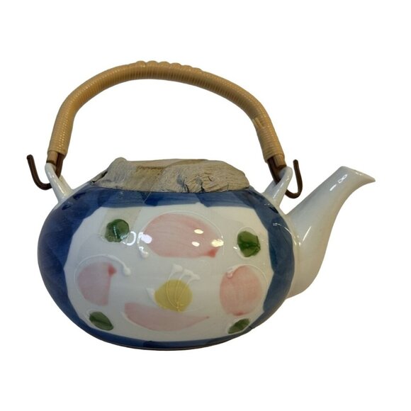 Arita Porcelain Hand Painted Cobalt Blue Pink Oarita Teapot With Lid 5-Cups NIB - Picture 6 of 16
